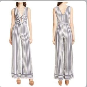 Alice + Olivia blue and white striped jumpsuit